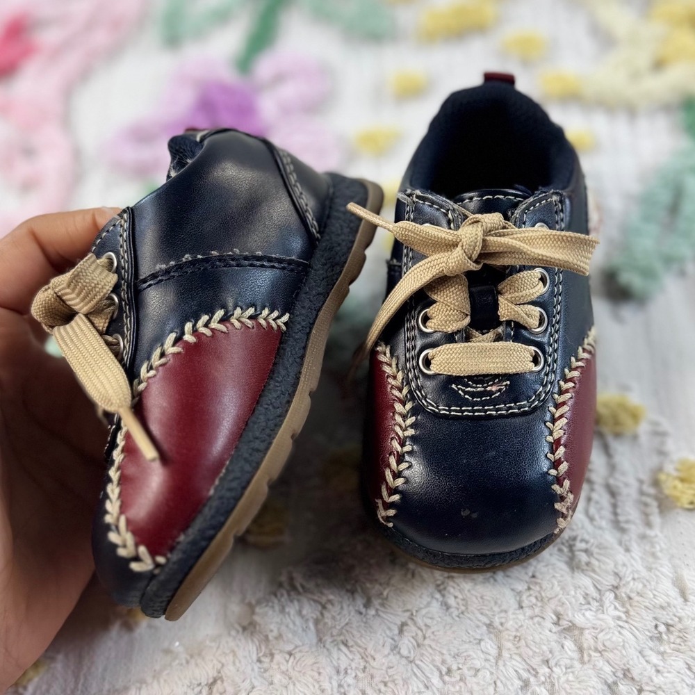 Circo Leopold Baby Boy Baseball Sneakers Navy Burgundy Size 4 093050661